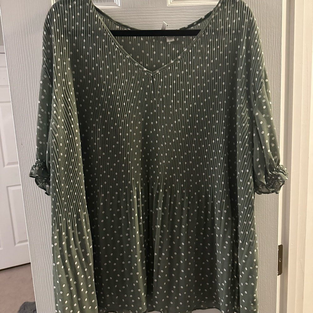 Cato Olive Polka Dot Blouse